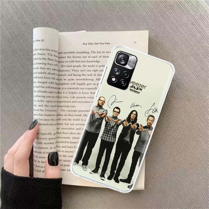 Coque de téléphone Band W-Weezer Pour Redmi Note 13 12 Pro Plus 14 15 Pro 5G 11 11T 11E 11S 10 Pro 10S 9 9S Housse Cellulaire Transparente TPU Capa Cas