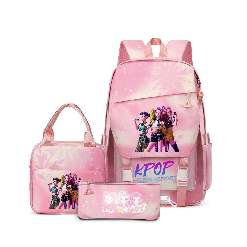 3 Piece School Backpack Set for Students Large Capacity Oxford Cloth Schoolbag with Shoulder Strap and Pencil Case