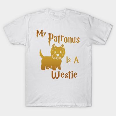 T-Shirt Damen Mein Patronus ist ein Westie Harajuku Print Kawaii T-Shirt Sommer Kurzarm Damen T-Shirt Top