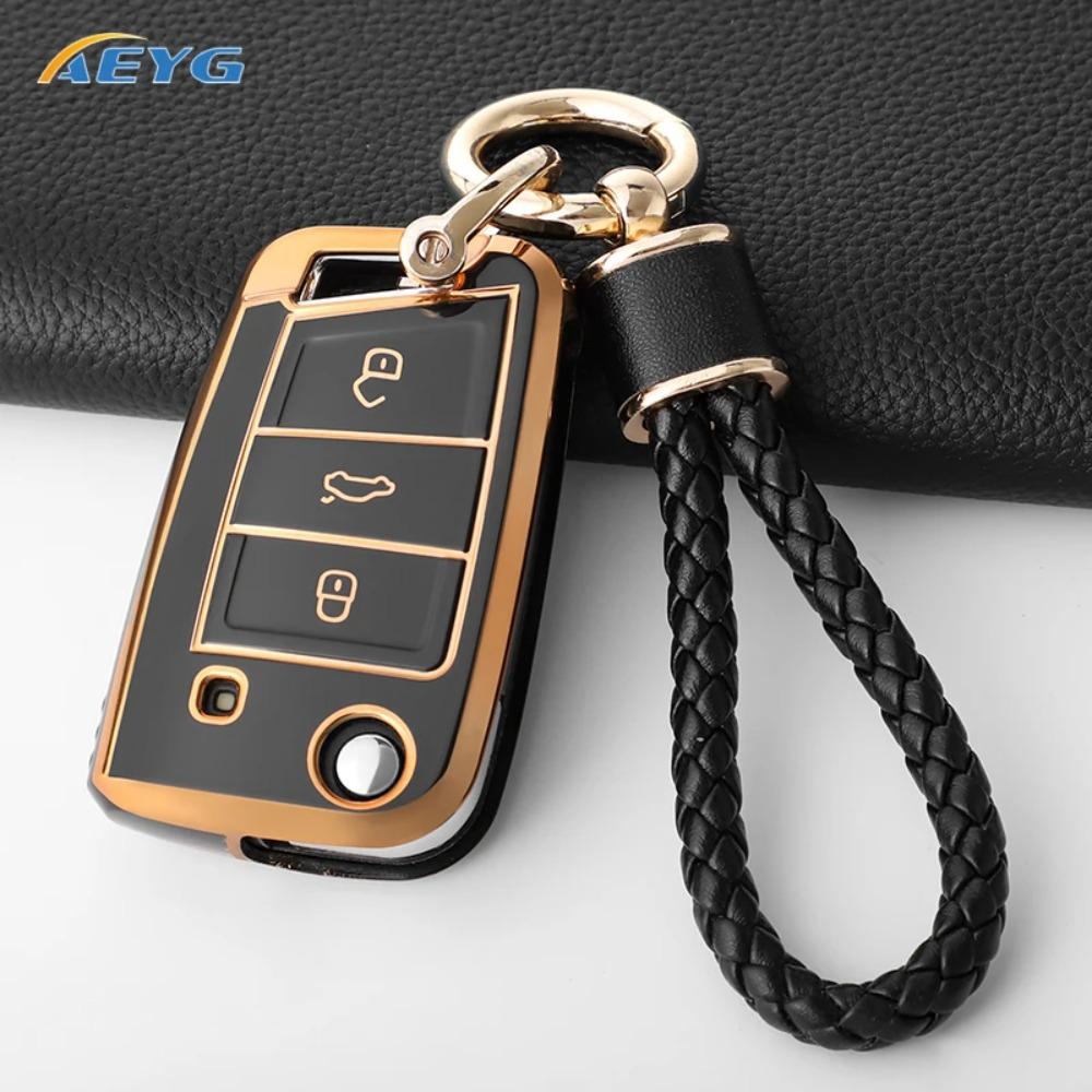 For VW Volkswagen Golf 7 MK7 Tiguan MK2 for SEAT Ateca Leon FR 2 Ibiza for Skoda Octavia Car Key Case Cover Interior Accessories
