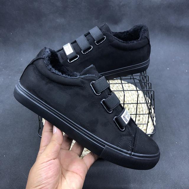 Nová kolekce Módní Zimní Černé Plus Sametové Teplé Bavlněné Mokasíny Nazouvací Boty Zapatos de hombre