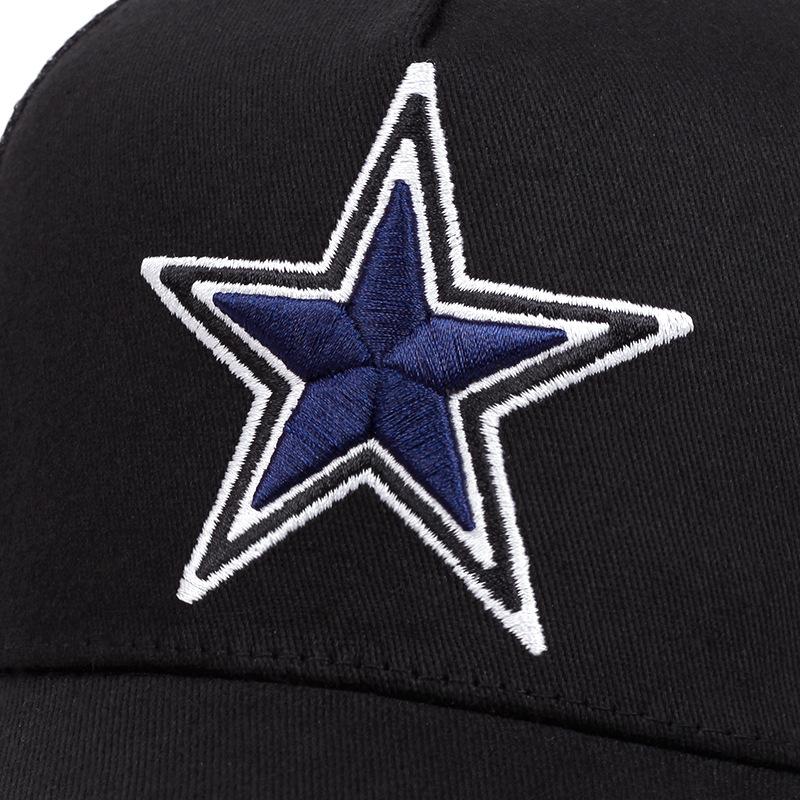 Simple Symbol Five-Pointed Star Embroidery Outdoors Baseball Cap Summer Breathability Hip Hop Mesh Cap Trucker Hat