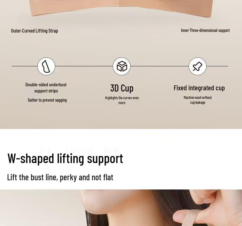 Wirefree Seamless Push-Up Bra: Invisible, Anti-Sag, Side Support for Small Busts.