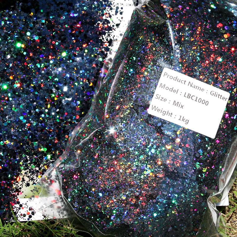 PET Bulk Holographic Glitter 1KG Mixed Chunky Glitter Powder for Crafts