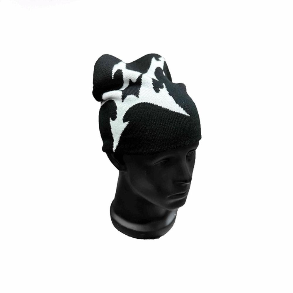 Warm Material Gothic Pattern Jacquard Kpop Hat Y2K Fashion Hip Hop Style Knitting Beanie Knitted Texture Winter Beanie