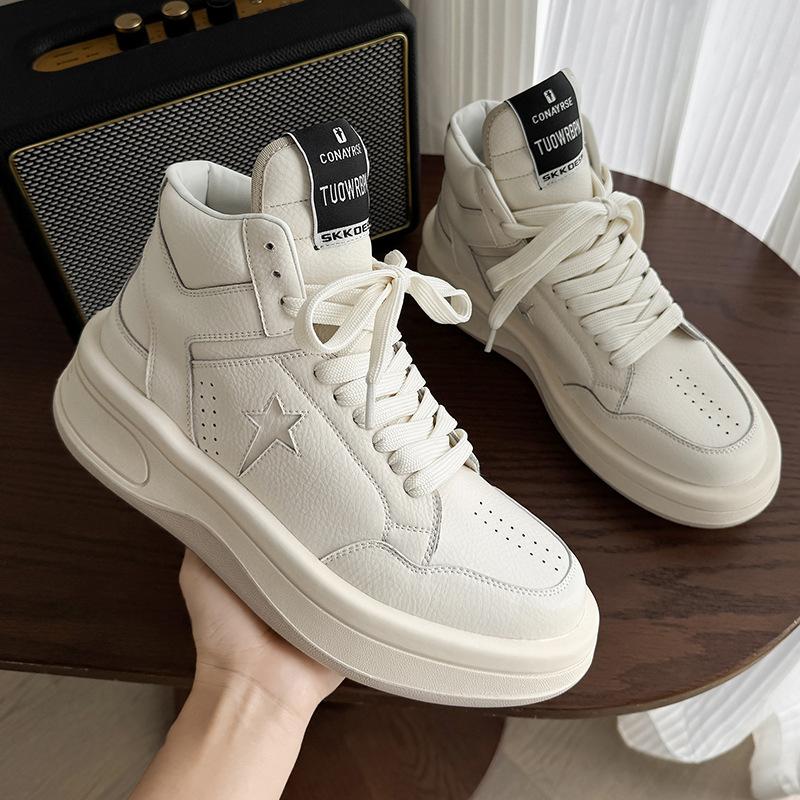 

Autumn retro RO high-top platform casual board shoes niche design increases height female 36 белый
