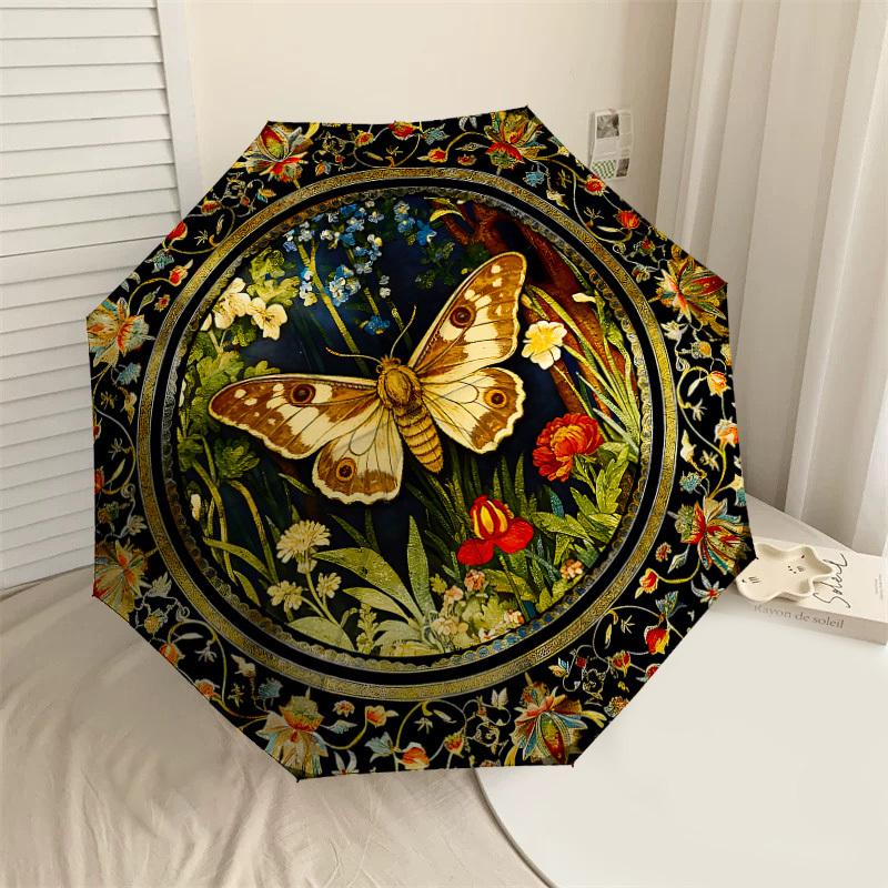 

1PC Butterfly Floral Umbrella-8-Rib Reinforced, Automatic Open, Lightweight & Durable, Cute Fashion Accessory for Outdoor-K1254