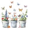 Fun-f158 Iron Bucket Flower Pot Butterfly Glass Doors and Windows Home Landscaping Window Stickers Uv Static