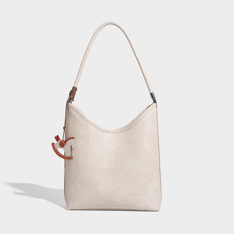 

Винтажная плетеная сумка-ведро женская 2025 новая модная вместительная дорожная ручная сумка-тоут под мышкой