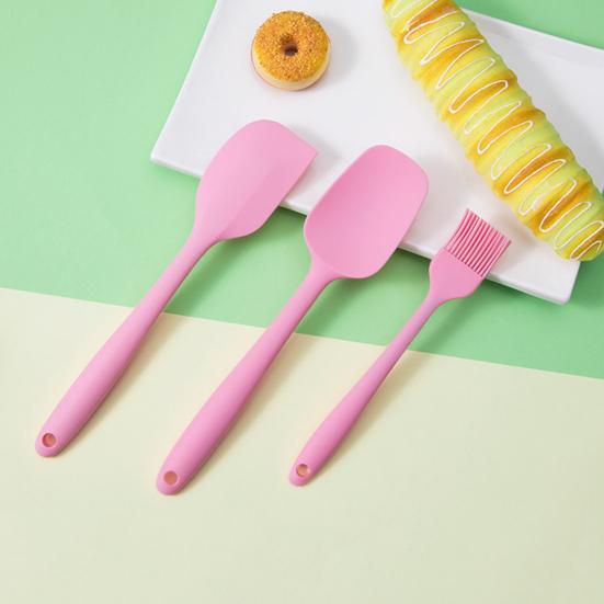 6Pcs Silicone Spatula Set Food Grade Cooking Utensils Set Non-Slip Heat Resistant Flexible Kitchen Tools for Baking Stir-Frying