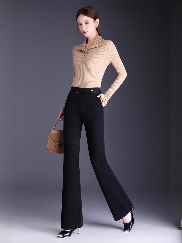 Women's Plus Size High Waist Fishtail Flare Pants - Slimming Autumn/Winter 2025 Trend