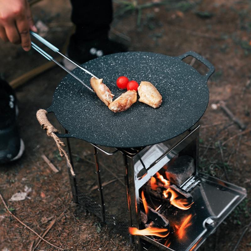 Fogão de churrasco dobrável de aço inoxidável portátil, churrasqueira a carvão, acampamento ao ar livre, fogão a lenha, fogão de aquecimento