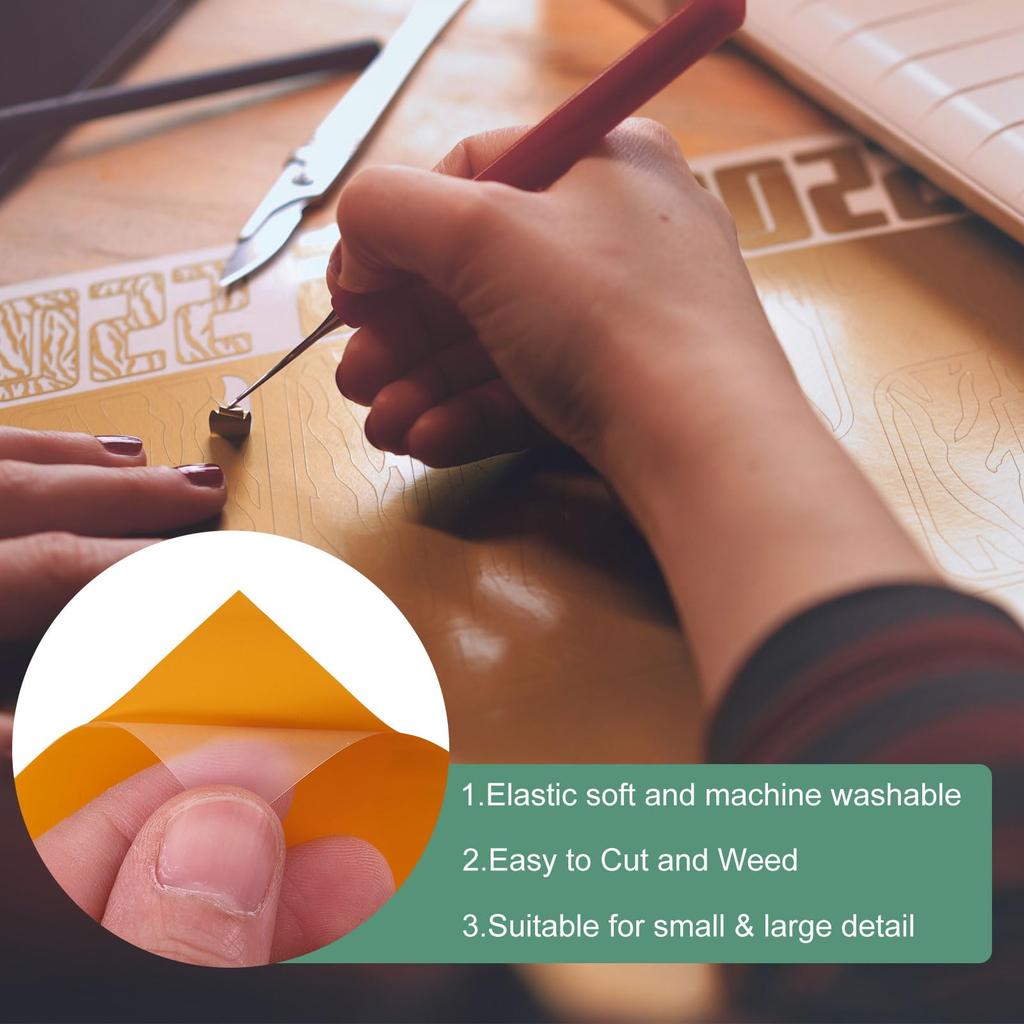 Uxcell HTV Heat Transfer Vinyl, 11.8" X 15ft Roll, PVC Orange Yellow Iron-On Vinyl for All Cutter Machines, Easy To Cut and Weed