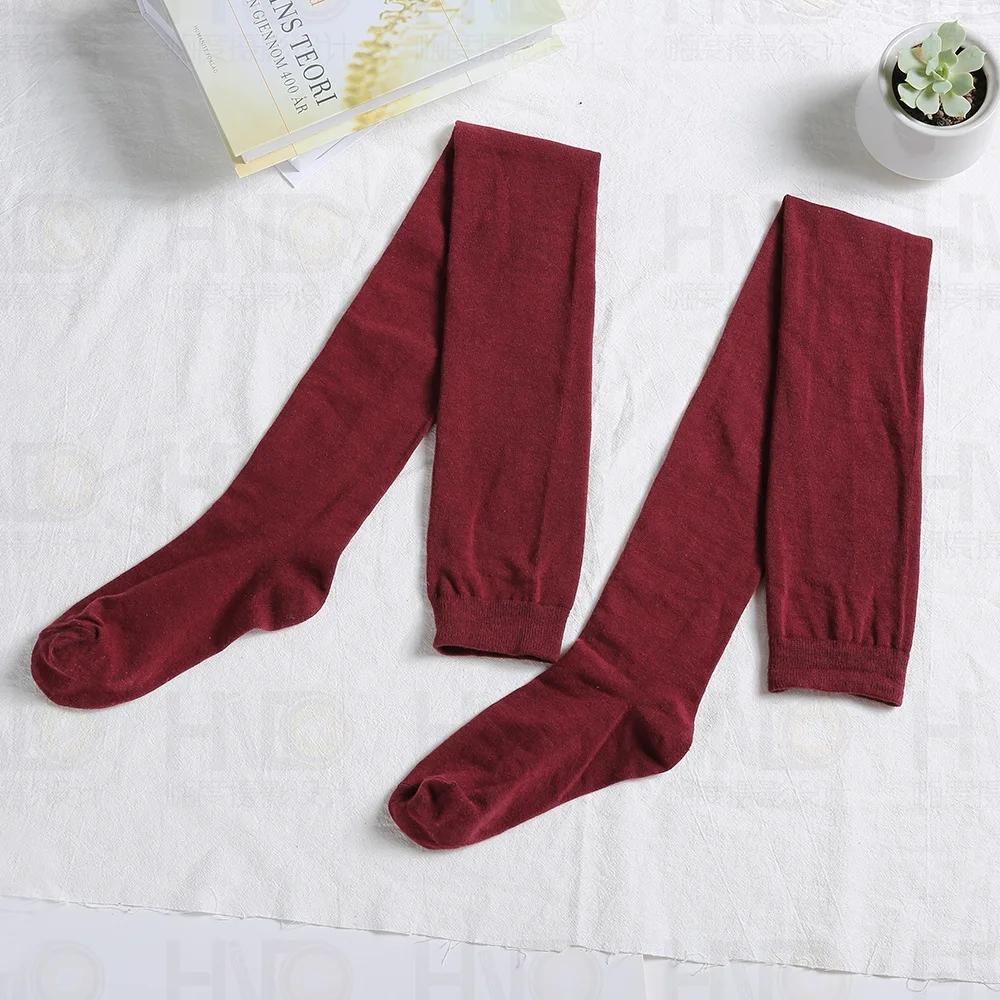 

Women Cotton Thigh High Over The Knee Stockings Ladies Girls Long Stocking Sexy High Sock Autumn and Winter Warm Knee Socks One Size бордовий