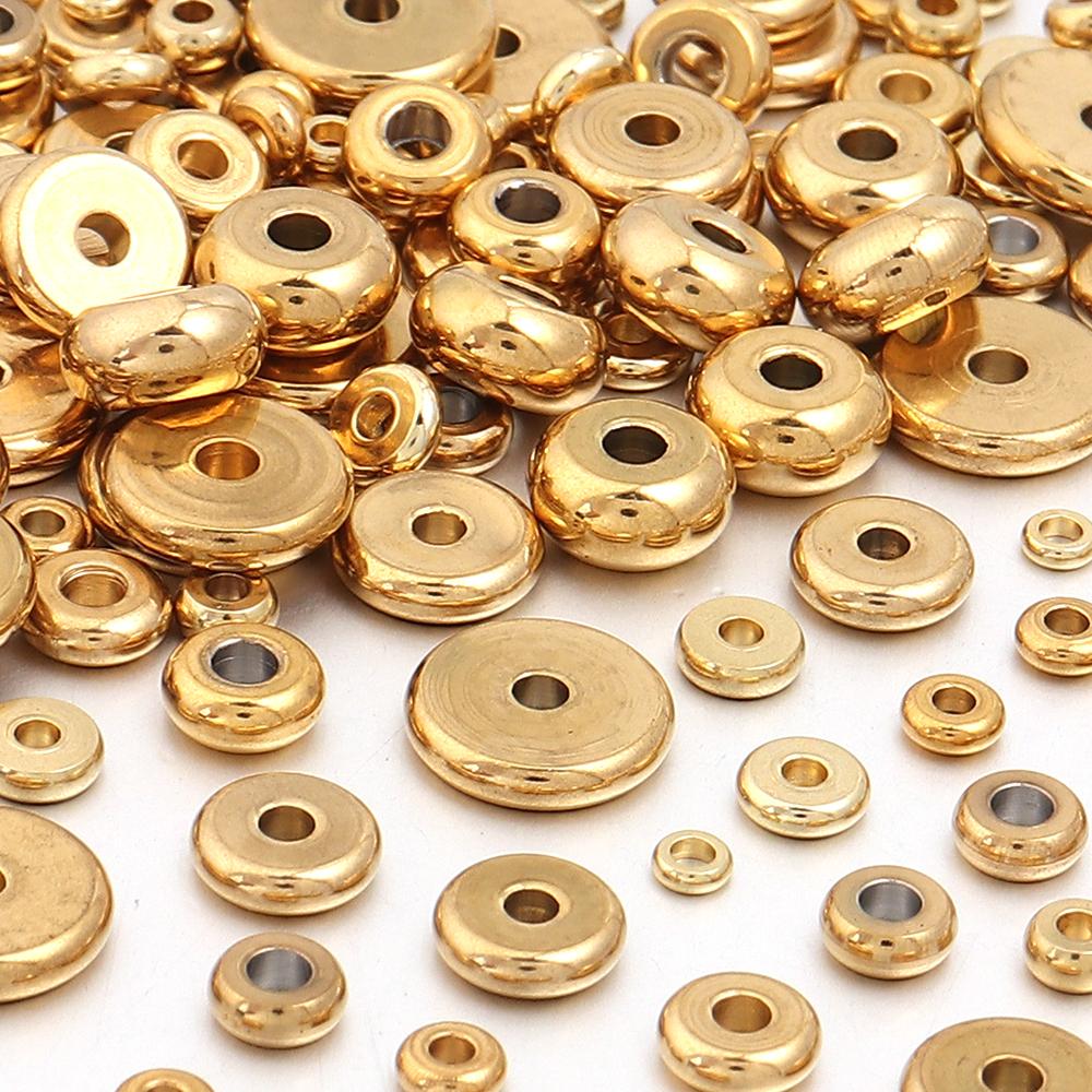 20/50pcs Stainless Steel Spacer Beads Flat Round Loose Wheel Beads For Jewelry Making DIY Charms Bracelet Necklace Accessories