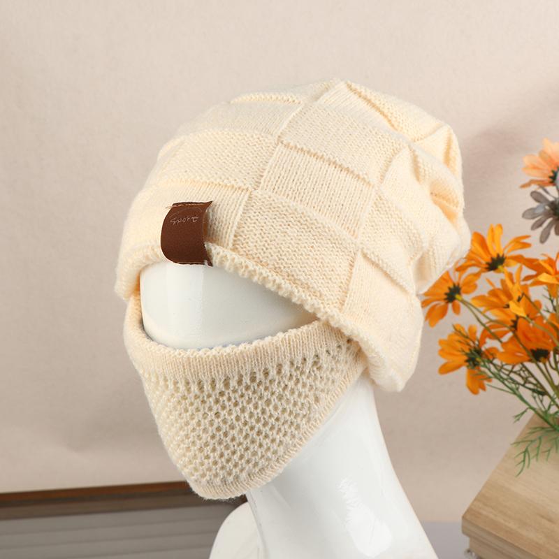 Warm Knitted Hat And Face Mask Set Winter Slouchy Beanie With Lightweight Warm Ear, Neck & Cheek Cover For Outdoor Sports