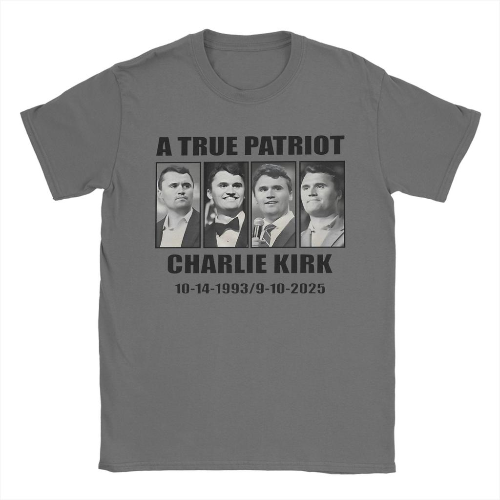 Charlie Kirk A True Patriot T-Shirts for Men  Vintage Cotton Tees O Neck Short Sleeve T Shirt Big Size Tops