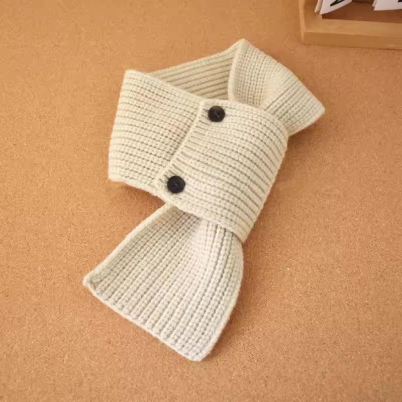 Детский вязаный шарф Зимний Милый Согревающий Защита шеи Шарф на пуговице бежевый