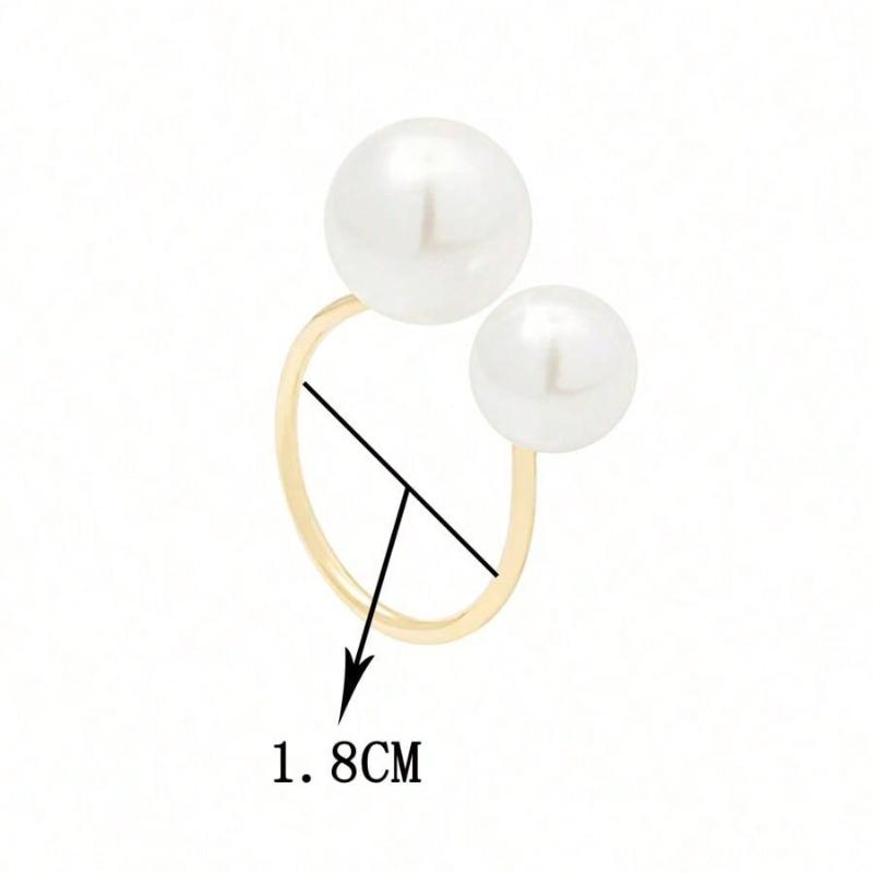 1pc Ins Style Minimalist Adjustable Open Ring with Faux Pearl, for Women
