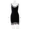 European & American Women's Sexy Spaghetti Strap Dress with Lace Trim