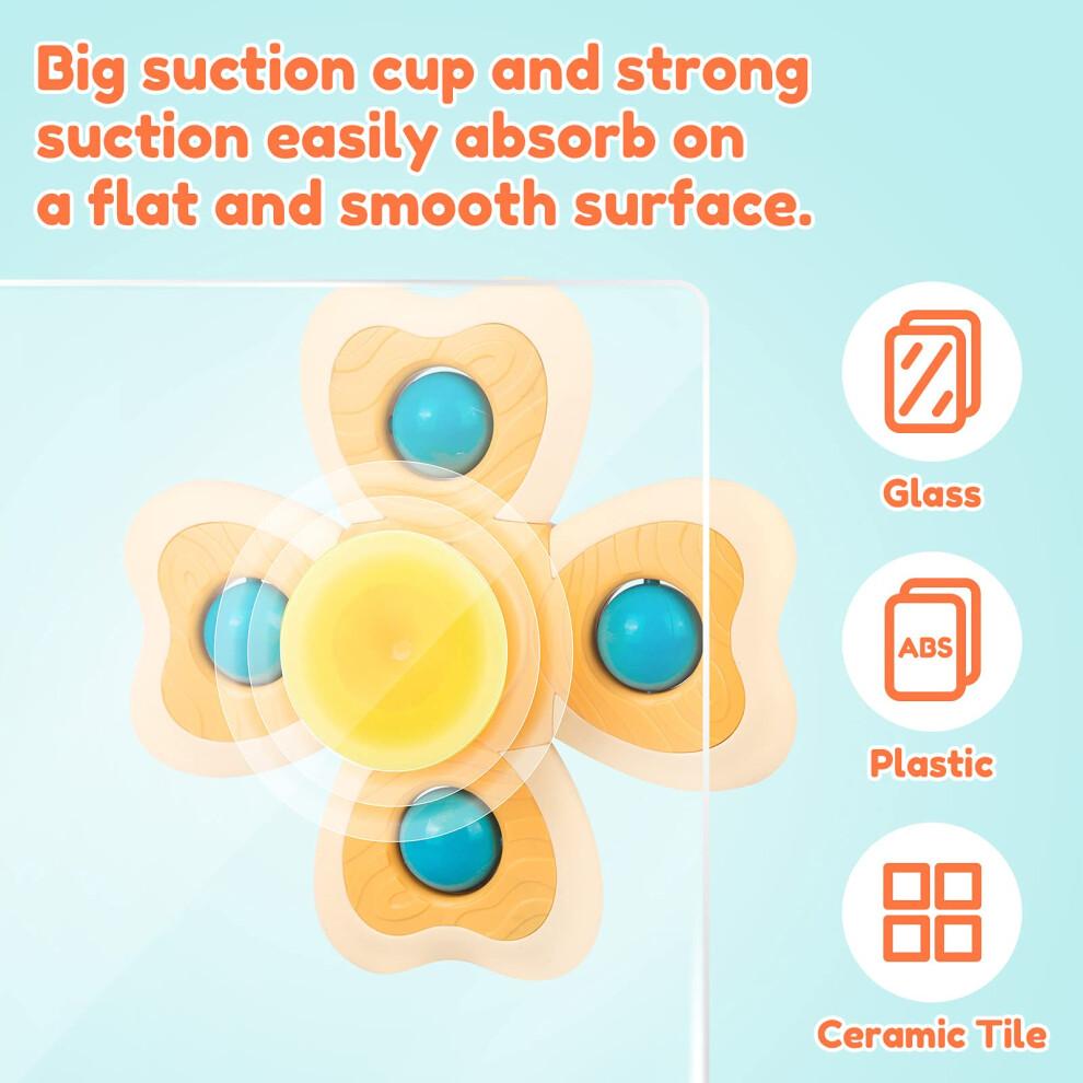 Vanmor Baby Suction Cup Spinning Top Toys, Suction Spinner Toys for Babies, Window Suction Toys for Baby High Chair Tray Bath Table Airplane Travel,
