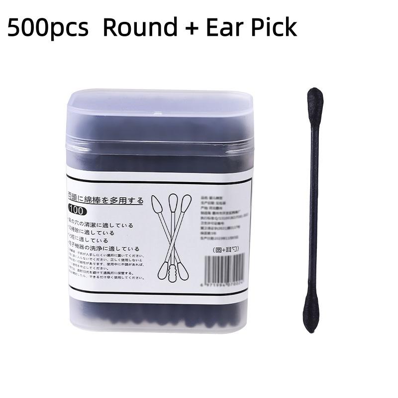500pcs Bamboo Double-Ended Cotton Swabs - Gentle for Ears & Makeup, Unscented Disposable Ear Cleaning Cotton Swab Lip Tint