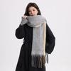 Scarves Men Women Winter Solid Tassel Scarf Versatile Warm Neckerchief Plaid Tassels Shawl Mohair Color Matching Scarf