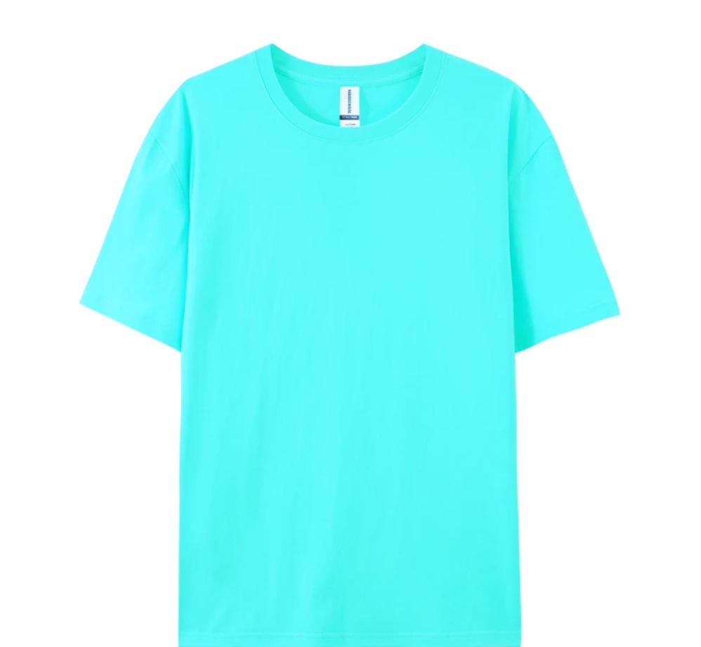 Unisex 180g Combed Cotton Crew Neck T-Shirt: Loose Fit, Solid Color, Short Sleeve, Print-Ready.