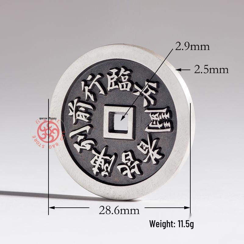 Sterling Silver Nine-Character Mantra Bagua Pendant - 28.6mm