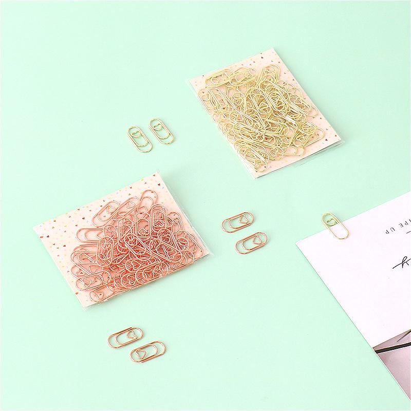 Kit 50 Peças Mini Clipes de Coração de Metal Material de Escritório Clipe de Papel É Fofo e Requintado, com Aparência e Praticidade