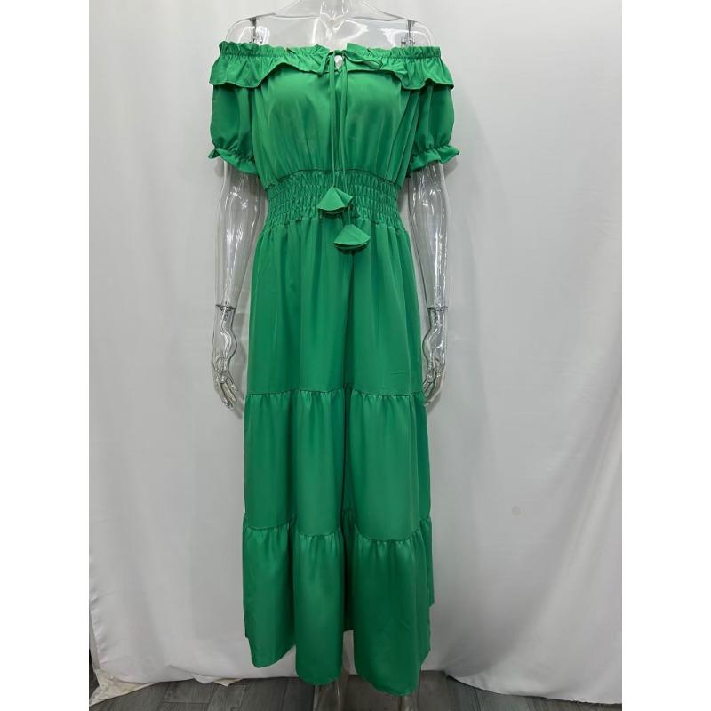 GMXIA Women's Dresses Fashion Temperament Ruffle One Shoulder Bubble Sleeve Dresses