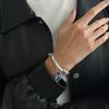 SHIXIN 3 Colors Simple Shiny Rhinestone Irregular Pendant Bracelet for Women Fashion Acrylic Beaded Bracelet Jewelry Accessories