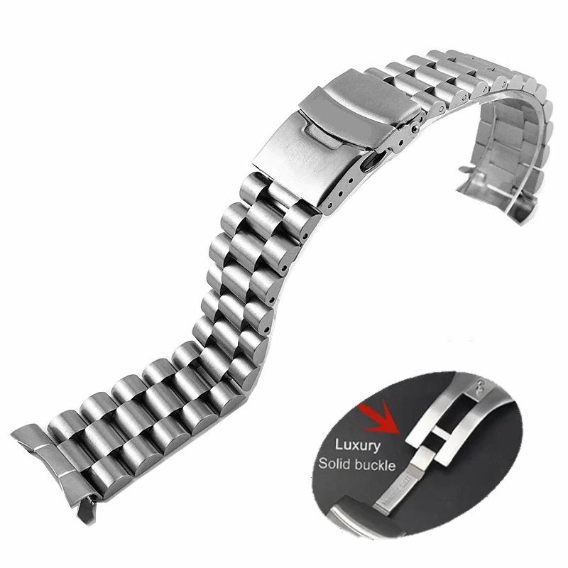 Solidna Stalowa Bransoleta do Zegarka Seiko Luksusowa z Zakrzywionym Końcem Pasek do Zegarka Oyster 20mm 22mm Pasek do Zegarka Jubilee Akcesorium
