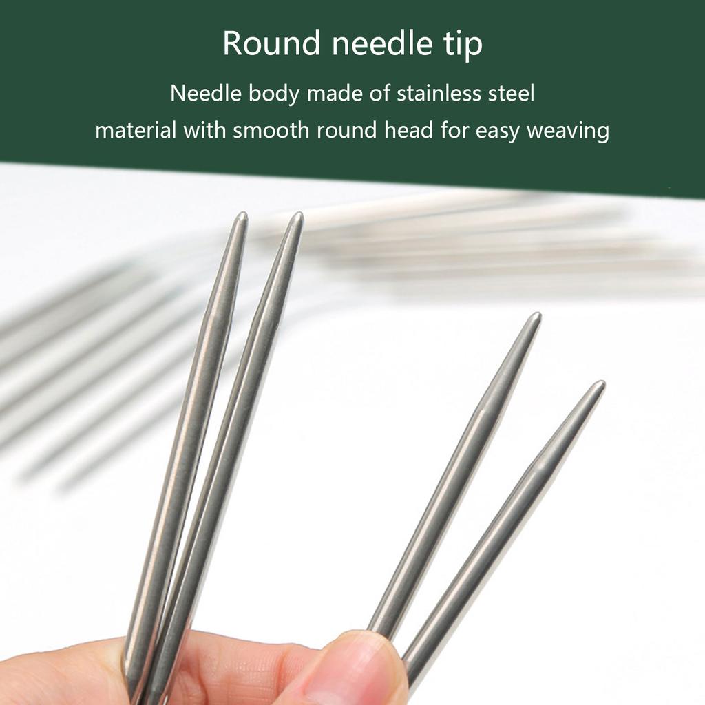 3Pieces Stainless Steel Circular Knitting Needle Set for Beginners Round Metal Weaving Knitting Needle with Wire