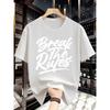 Men'S T-Shirt with 'Break The Rules' Graphic In a Trendy Loose Fit, Featuring Unique Artistic Font