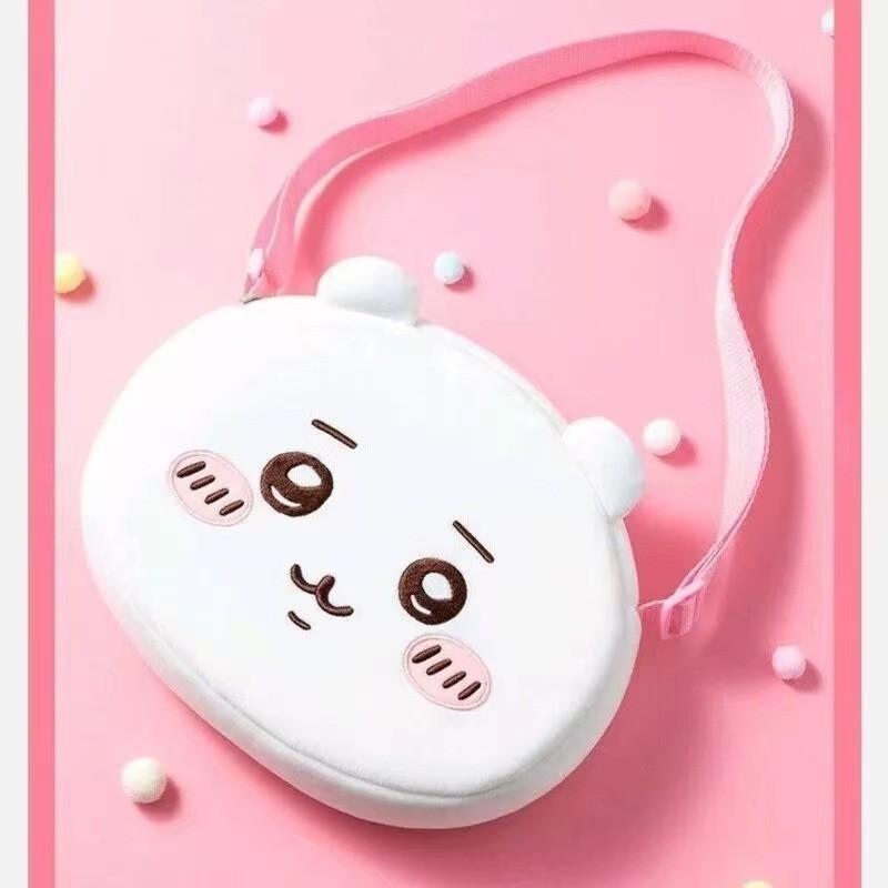 Chiikawa Cartoon Plush Embroidered Shoulder Bag With Transparent Pvc For Daily Use