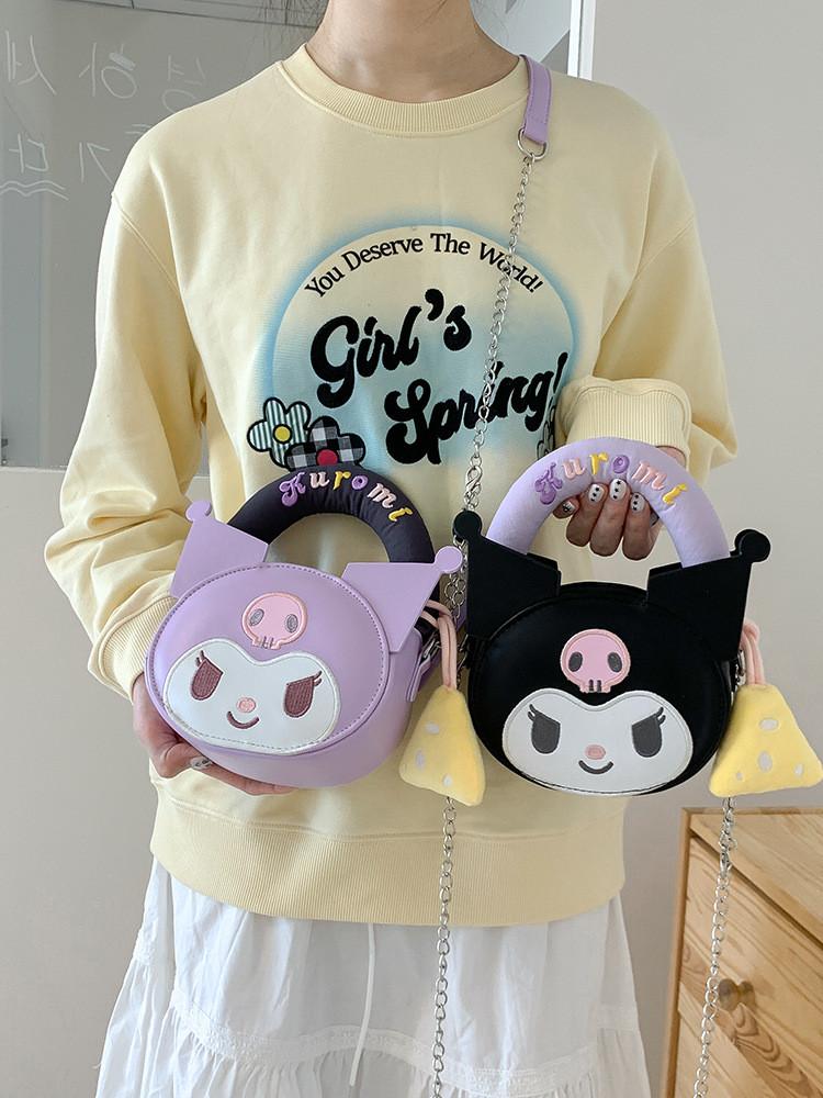 Kuromi Cartoon Mini Shoulder Bag Pu Material With Zipper Closure For Daily Use