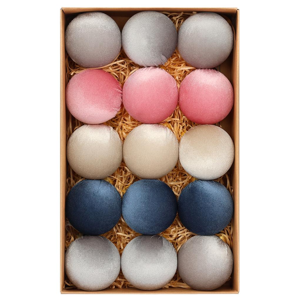 StarryLights Christmas Bauble Set - Velvet Baubles In Pastel Colors