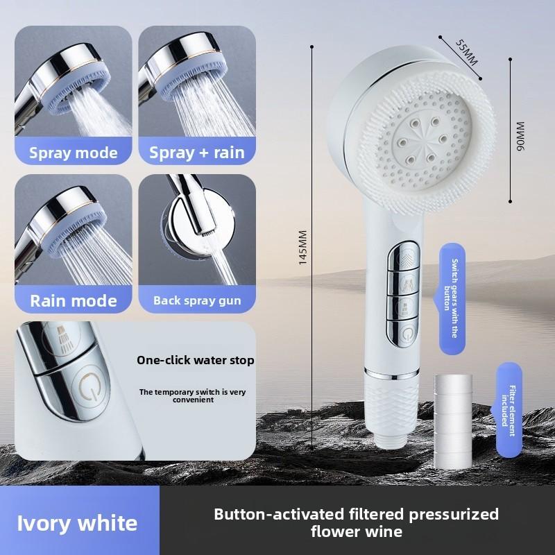Piano Pressure Boost Shower Head Multifunction Rain Spray For Home Bathing And Massage