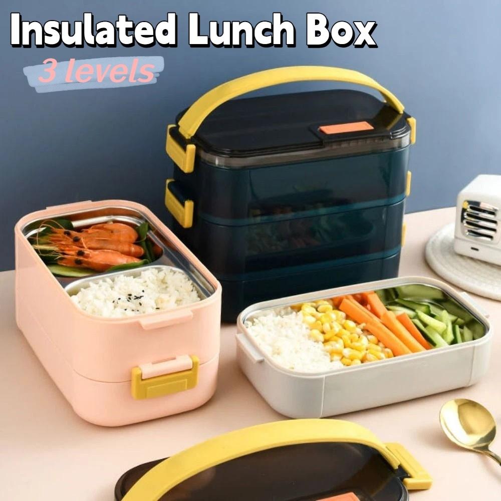 3 Layers Stainless Steel Food Storage Container Sealed Design Food Snacks Box Student School