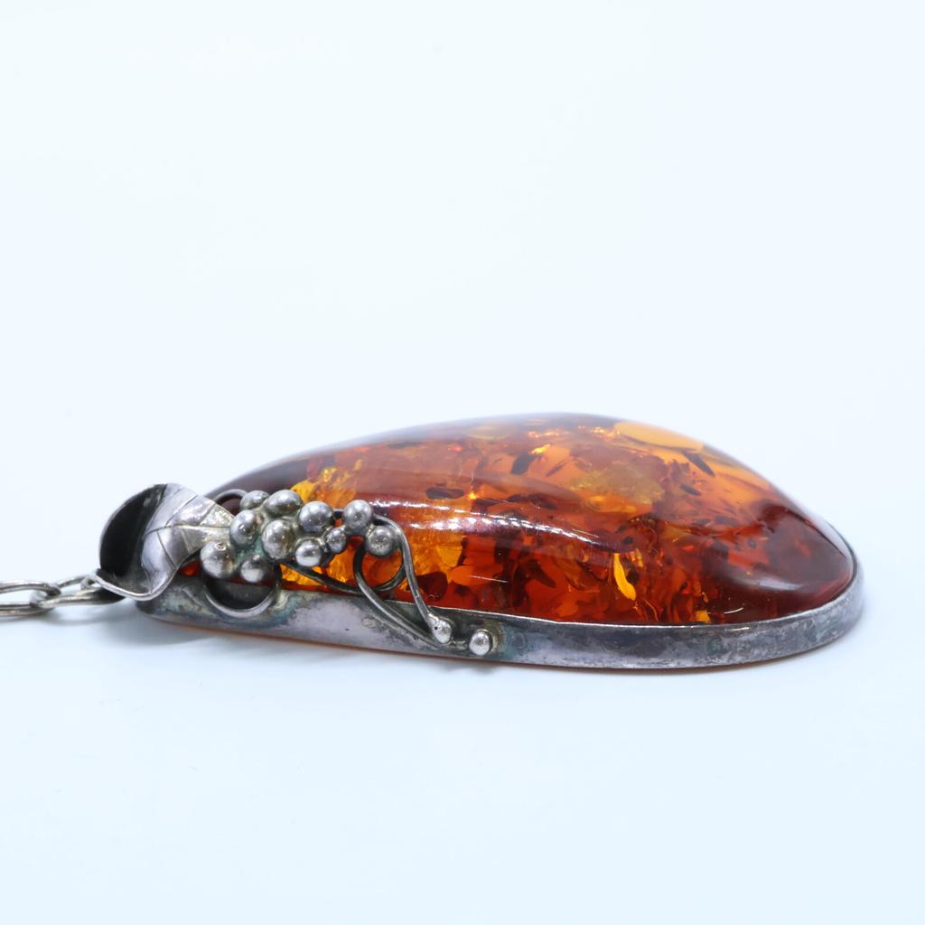 SV925 925 Amber Chain Necklace SilverUsed