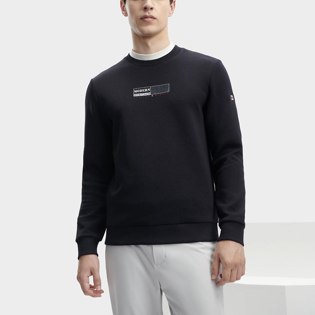 FILA Logo Print Crew Neck Pullover Knit Sweatshirt Men sweatshirts Legendary-Blue F11M341207F-NV