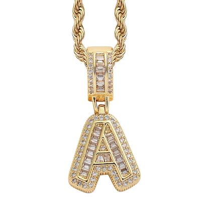 Zirkonia Anhänger Halskette mit englischem Buchstaben für Herren Damen Modische Halskette Schmuckaccessoire für Party A