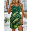 Women's Round Neck Sleeveless Tropical Parrot Print Gradient Casual Mini Dress, Beach Tank Dresses for Spring & Summer
