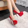 Fashion Women Super High Heel Shoes Sexy Platform Patent Leather Stiletto Shallow Pumps Shoes Nightclub Party Dress 16cm Heels for Women