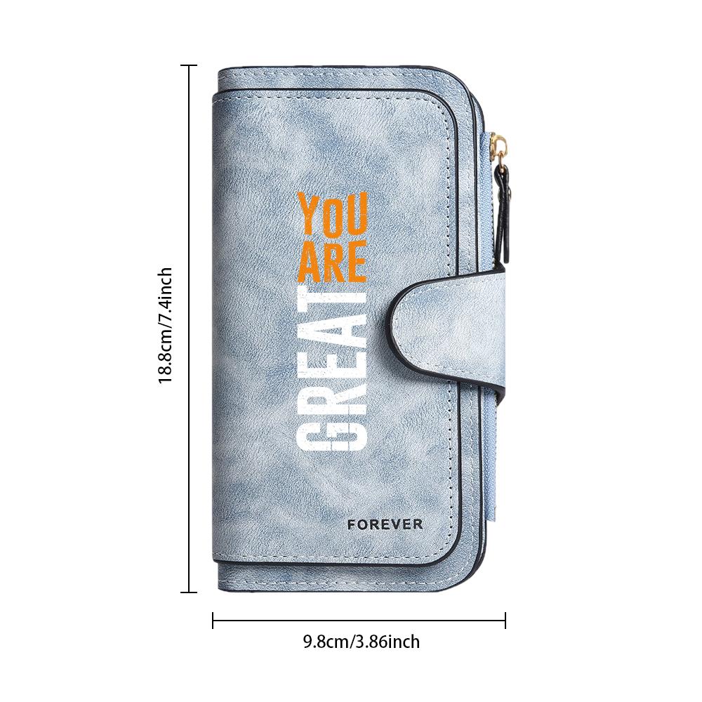 Stylish Long Wallet with Inspirational Slogan Durable