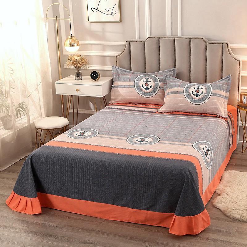 Vintage Geometric Pattern Bed Sheet Set 100% Cotton Luxury Classic Bedspread with 2 Pillowcases Queen King Size Bedding Set