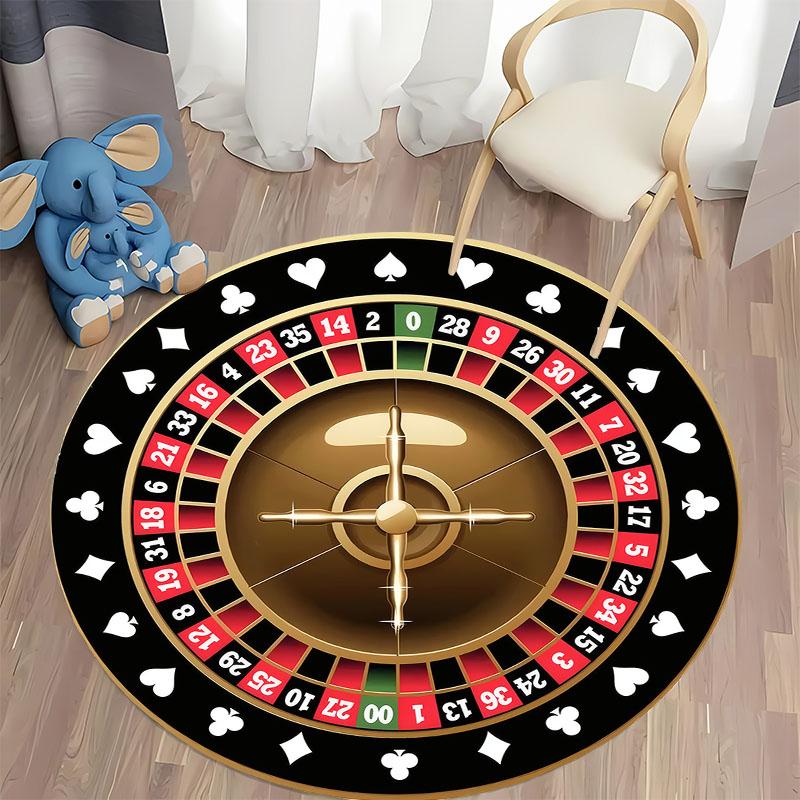 Roulette-Themen-Rundteppich für Spielzimmer, runder Teppich für Zuhause, Sofa, Schlafzimmer, Geschenk