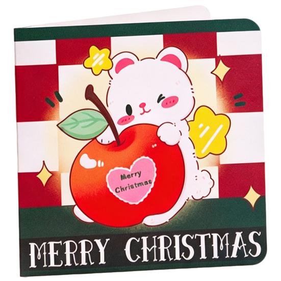 Christmas Party Favors 10Pcs Merry Greeting Cards Set, Folding Cartoon Blank Note Cards, Festive Blessing for Holiday Gift Paperboard