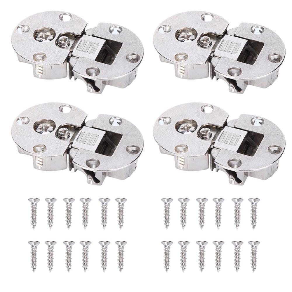 4pcs Zinc Alloy Concealed Cabinet Hinge Semicircular Folding Door Hinge Flap Door Hinge  Desks